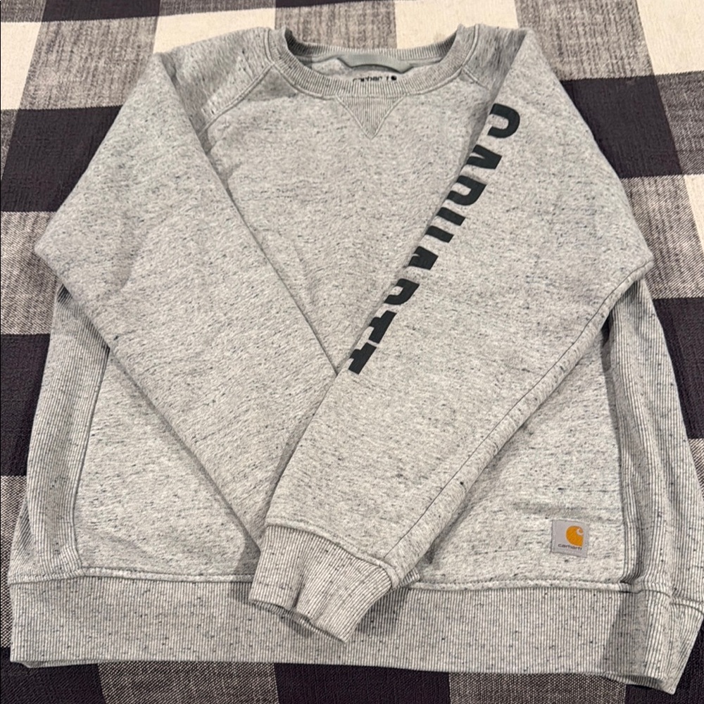 Carhartt Gray Crewneck Sweater with Ribbed Details